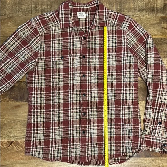 FLINT AND TINDER heavy weight 100 percent cotton dark red and white button down. - Picture 4 of 10